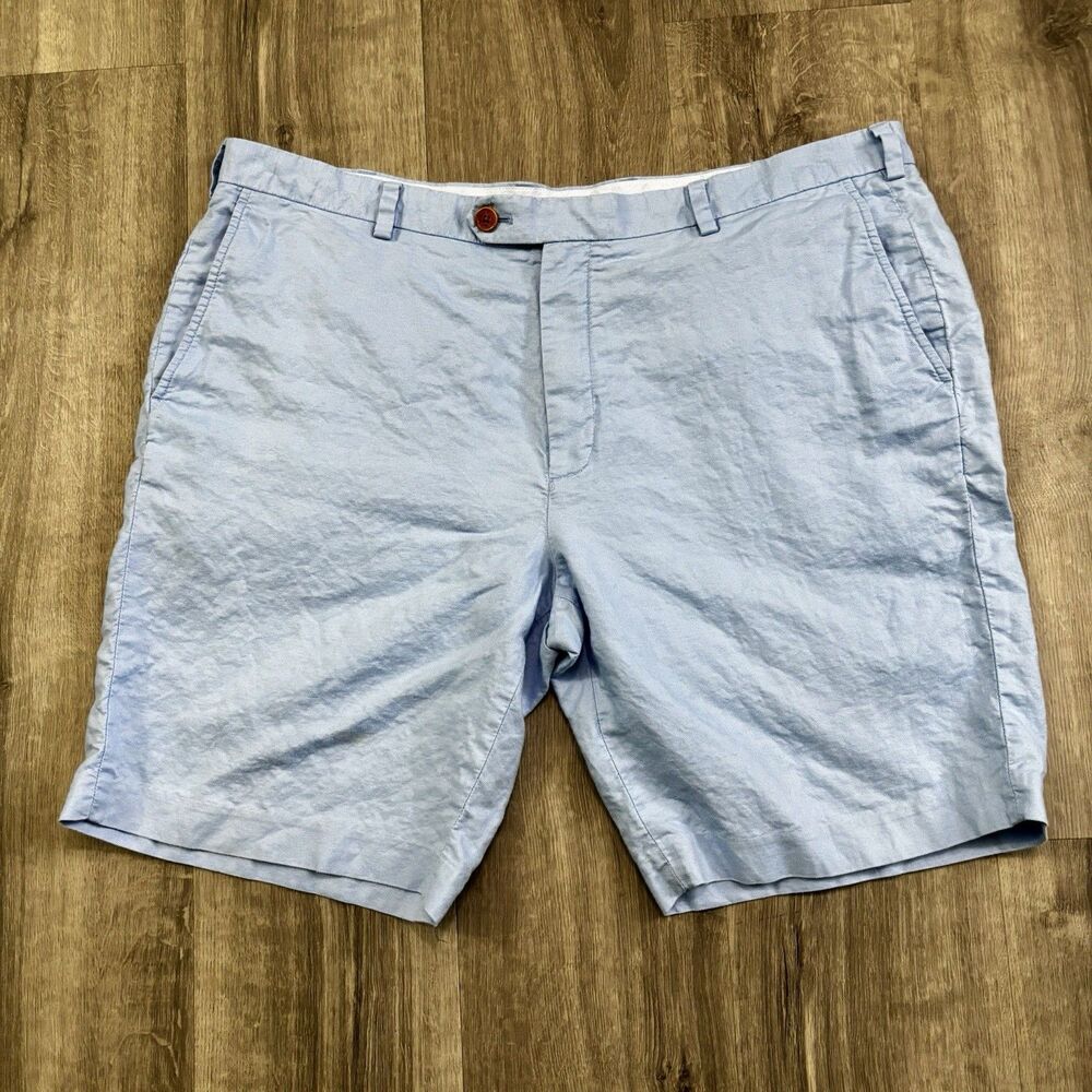 Brooks Brothers Blue Linen Bermuda Shorts Men's Size 42 Linen Blend Casual Beach
